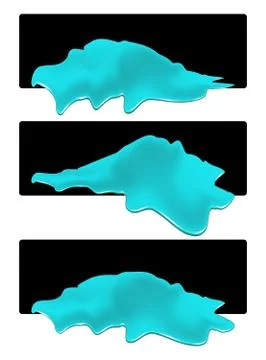 Puddle of water spill banner set. Blue stain, plash, drop. Vector illustratio Stock Illustration