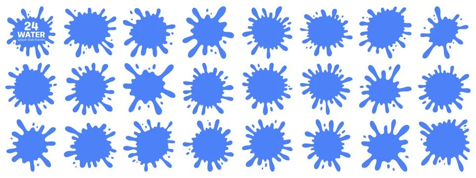 Puddle water splash frames with drops. Liquid blob silhouettes. Stockillustratie