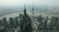 Pudong Aerial View of Shanghai Skyline, China, Huangpu River, time lapse HD Footage