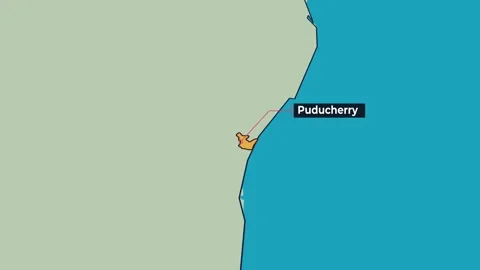 Puducherry Map Animation Locator Zoom 4K Motion Graphic Stock Footage 341539306