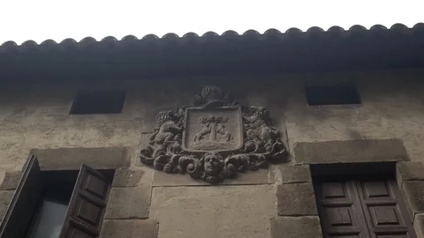 Pueblo Espanol Spanish Town emblem badge escudo emblema 2 Stock Footage 108787553