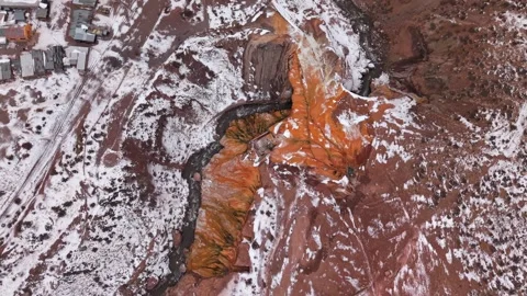 Puente del Inca geothermal formations viewed from above in Mendoza Argentina Stock Footage 337933646