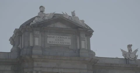 Puerta de Alcalá (Alcalá Gate) Close Up - Madrid, Spain - 4K Stock Footage 68525455