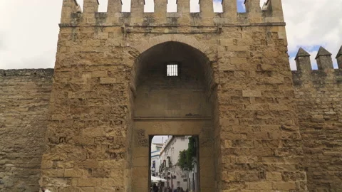 Puerta de Almodovar, a historic gate to the old town Cordoba, Spain Stock Footage 238961517