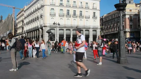 Puerta del Sol in Madrid, Spain Stock Footage 65302329