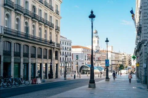 The Puerta del Sol square in Central Madrid Stock Photos