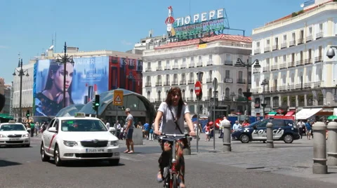 Puerta del Sol square in Madrid, Spain Stock Footage 64984371