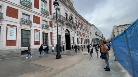Puerta del Sol Square, Post Office.  Madrid 4K Stock-Footage 223406386