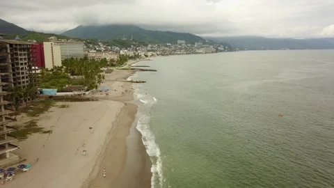 Puerta Vallerta Beach Flyover Direction Up 動画素材 240410971