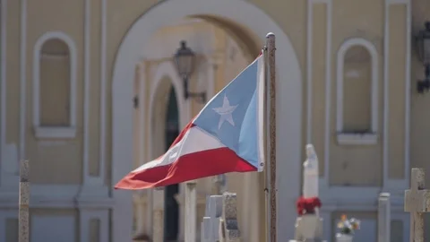 Puerto Rican Flag Waving in the Wind Stock Footage