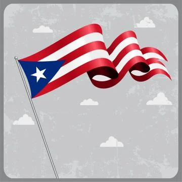 Puerto Rican wavy flag. Vector illustration Illustrazione stock