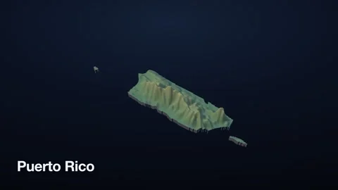 Puerto Rico 3D elevation relief map Video stock 340608552