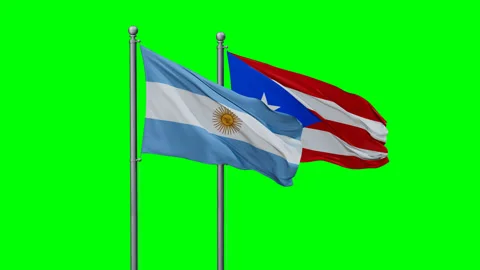 Puerto Rico and Argentina two flags Stock Footage 289632453