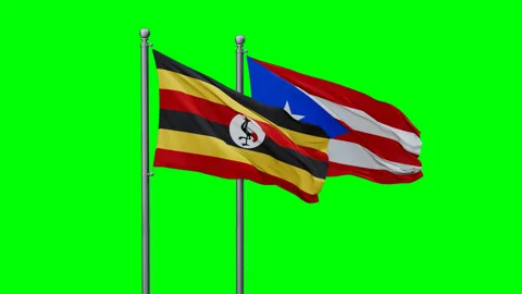 Puerto Rico and Uganda two flags Stock Footage 292822882