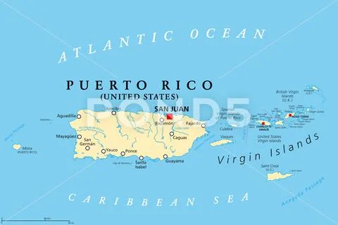 Puerto Rico and Virgin Islands political map ~ Clip Art #129375923