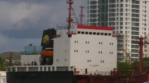Puerto Rico - Cargo Ship Superstructure HD Stock Footage 1041767