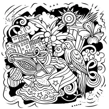 Puerto Rico cartoon vector doodle illustration Stock Illustration