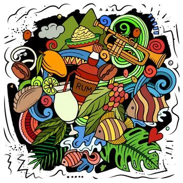 Puerto Rico cartoon vector doodle illustration Stock-Illustration