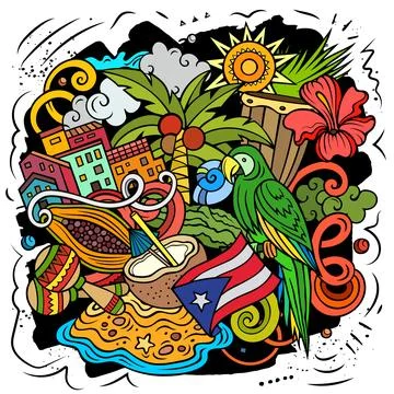 Puerto Rico cartoon vector doodle illustration Stock-Illustration