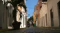 Puerto Rico - Cobblestone Street - brick road to Cathedral in Old San Juan HD Footage