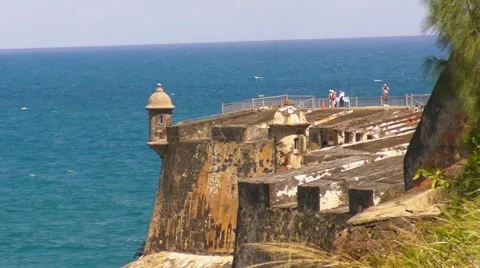 Puerto Rico - El Morro - People in Observation Deck Stock Footage