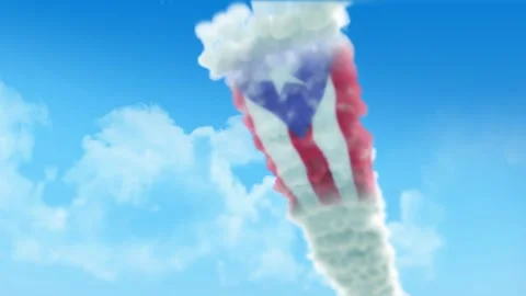 Puerto Rico Flag 3D Render Animation Created with Colored Smoke Trails by Ai Vídeo Stock 332310156