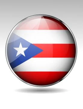 Puerto rico flag button Stock Illustration