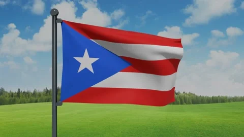 Puerto Rico Flag Stock Footage 153255378