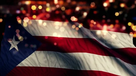 Puerto Rico Flag Light Night Bokeh Abstract Loop Animation 4K Stock Footage 47662778