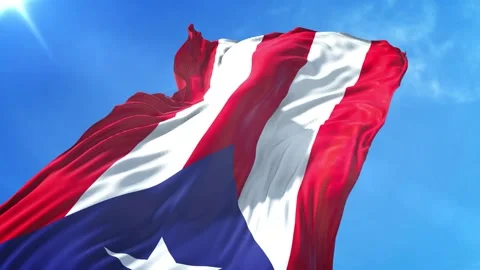 Puerto Rico Flag Low Angle View Stock Footage 295695316