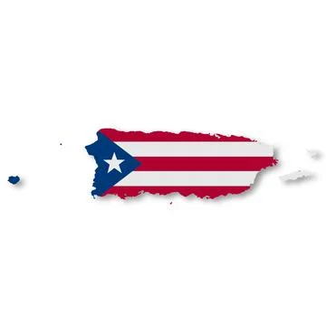 Puerto Rico flag map on white background with clipping path 3d illustration Stock Illustration