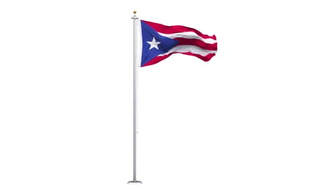 Puerto Rico flag waving looping with transparent background. 스톡 동영상 343547936
