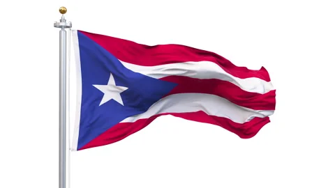 Puerto Rico flag waving looping with transparent background. 스톡 동영상 343547987