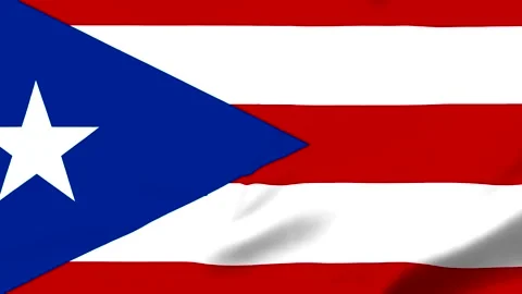 Puerto Rico flag waving in the wind with transparent background Video stock 343317338