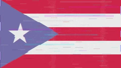 Puerto Rico Glitch Flag Vector - RGB Split Digital Video Frame Design Stockillustratie