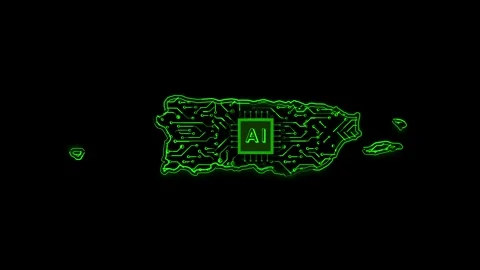 Puerto Rico Map AI Chipset Technology Opener Stock Footage 337082602