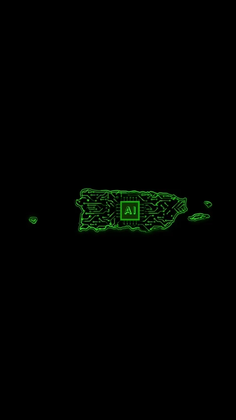 Puerto Rico Map AI Chipset Technology Opener Stock-Footage 337177500