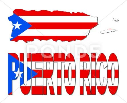 Puerto rico map flag and text illustration Stock Illustration