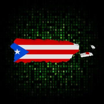Puerto rico map flag on hex code illustration Stock Illustration