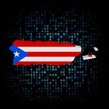 Puerto Rico map flag on hex code illustration Stock Illustration