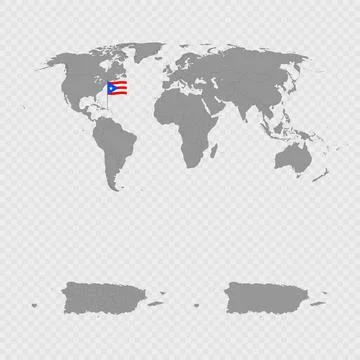 Puerto Rico Map Set with World Location. Stock Illustration