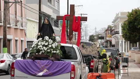 PUERTO RICO - Procession of Good Friday , Vega  Baja Catholic Church Stock Footage 237787343