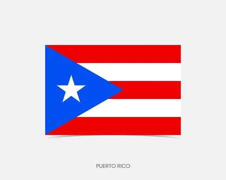 Puerto Rico Rectangle flag icon with shadow. Stock Illustration