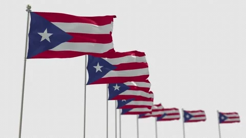 Puerto Rico Row Of Flags Animation Include Alpha Channel  Stock Footage 163413147
