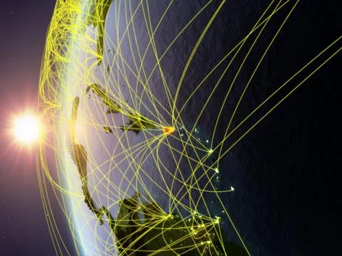 Puerto Rico from space with network イラスト素材