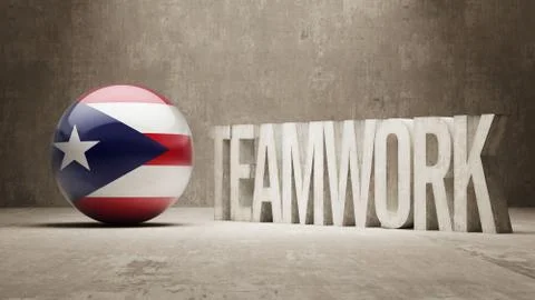 Puerto Rico. Teamwork Concept. Stock Illustration