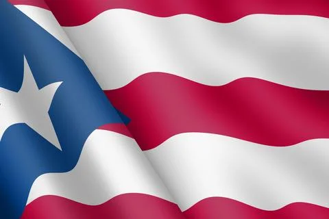 Puerto Rico waving flag 3d illustration wind ripple Stock Illustration