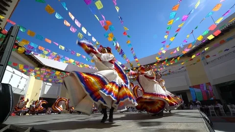 Puerto Vallarta, Jalisco, Mexico - January 28, 2020: Traditional folklore dance Stock Footage