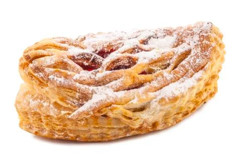 Puff buns wiht cherry isolated on white background Fotos de archivo