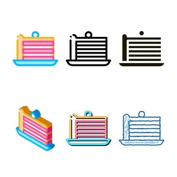 Puff cake with berry on top icon thin line vector styles 스톡 일러스트